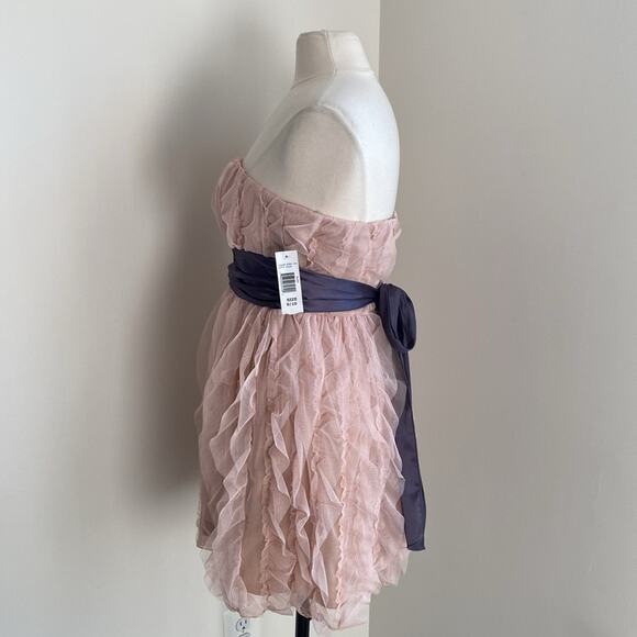 JUMP GIRL Strapless Ruffle Mini Dress Womens Sz 6 Blush Pink Grey Sash Fairy - Picture 4 of 5